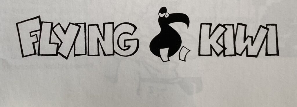 Logo Flying Kiwi, schwarz-weiß